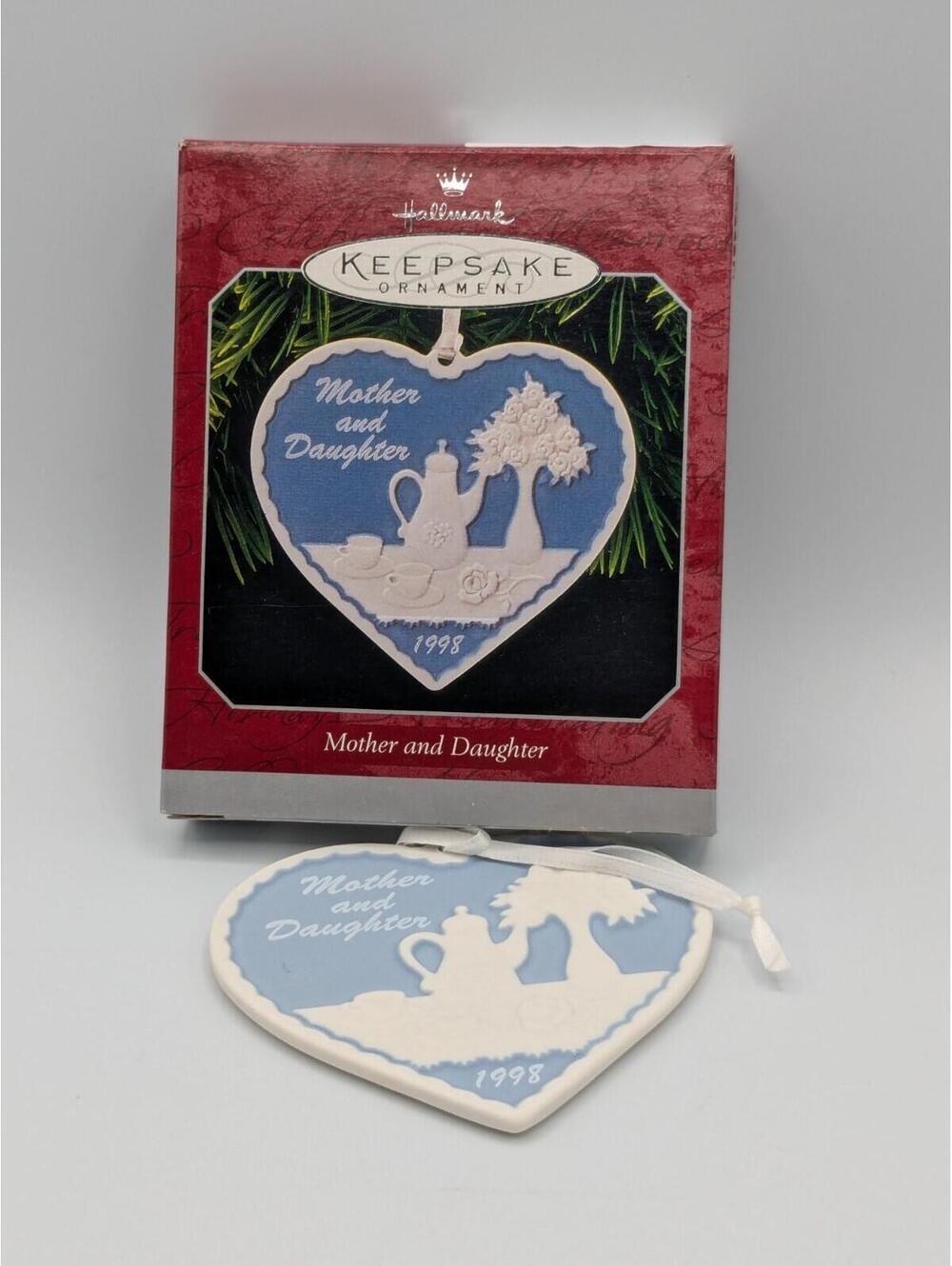 Hallmark Keepsake Mother and Daughter 1998, Vintage Porcelain Christmas Ornament